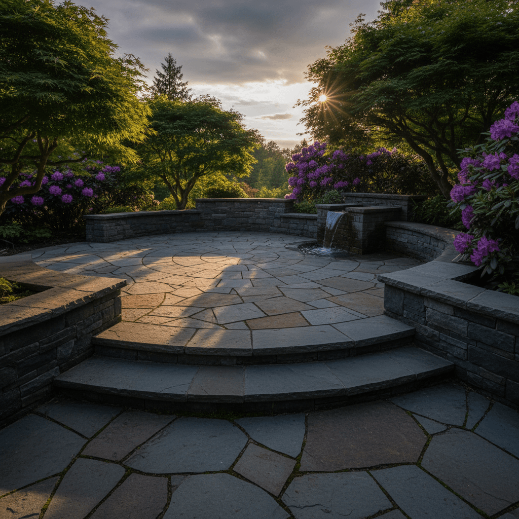 Finished hardscape feature showcasing stone design and quality